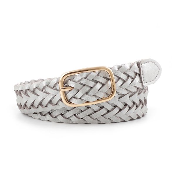 

casual woven belt women nonporous retro rectangular alloy pin buckle waistband fashion twist braided belt with dress, Black;brown