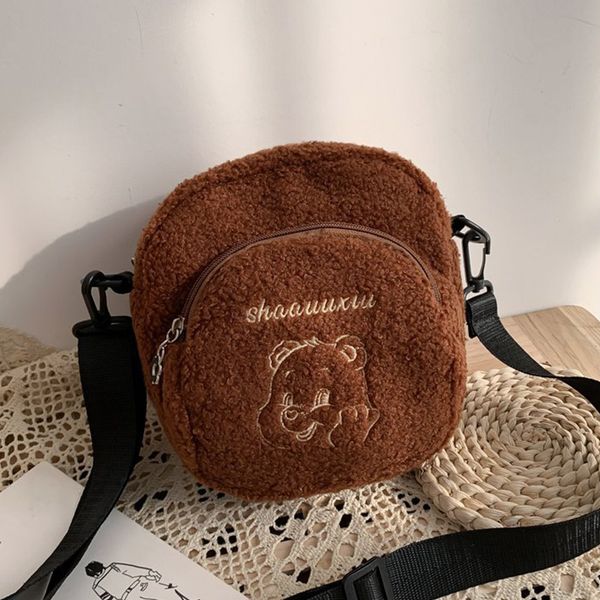 

bags for women 2020 wool shoulder bags ladies cut bear purse phone pouch classic style casual solid color woman crossbody bag