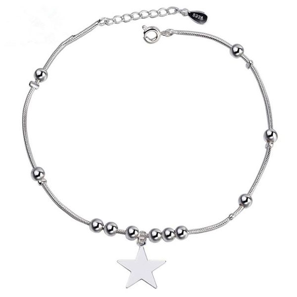 

kofsac female trendy lovely stars ankle chain bracelet solid 925 sterling silver chain anklets for women gorgeous jewelry gift, Red;blue