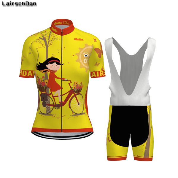 

racing sets long ao lairschdan 2021 yellow girl cycling clothing kit summer cycle jersey short set women bike outfit bicycle clothes mtb sut, Black;blue
