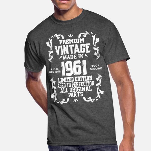 

premium vintage 1961 t shirt men designs tee shirt round neck gift humor summer pattern shirt, White;black