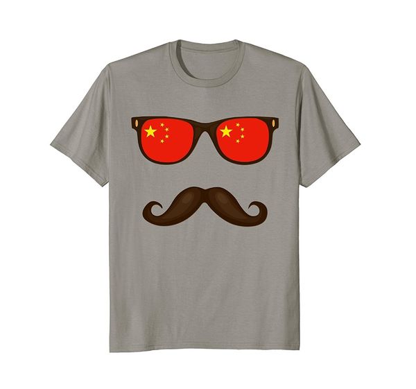 

2019 latest o-neck sunlight men t-shirt chinese flag sunglasses moustache t-shirt great gift blank t shirts