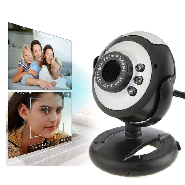 

usb video web camera six lights night vision drive-clip camera computer webcam with mic for pc laptop