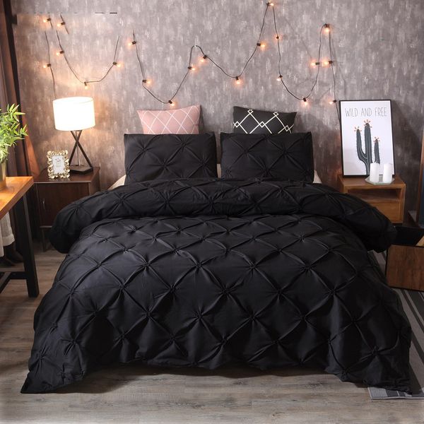 

new european and american fashion simple style home textile black white gray solid color bedding set  king 3pcs bedding