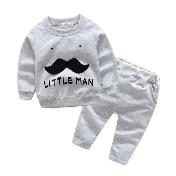 

2pcs baby clothing sets spring autumn baby boys clothes long sleeves hoodies infant 3d mustache clothes+pants outfits, White