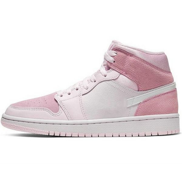 

новые 1 1s mid top basketball обувь digital pink женщин девушки легкой атлетике кроссовки unc спортивная обувь cherry pink повседневная обув, White;red