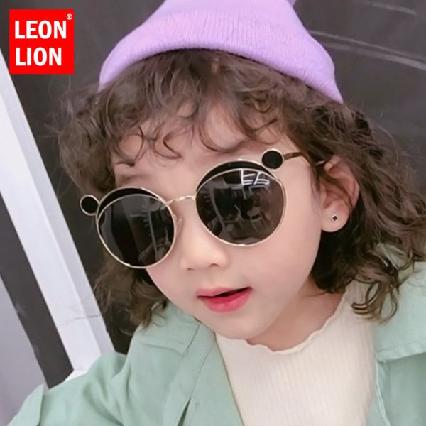 

leonlion 2020 round sunglasses children sunglasses children cute glasses for boy/girl mirror feminino, White;black