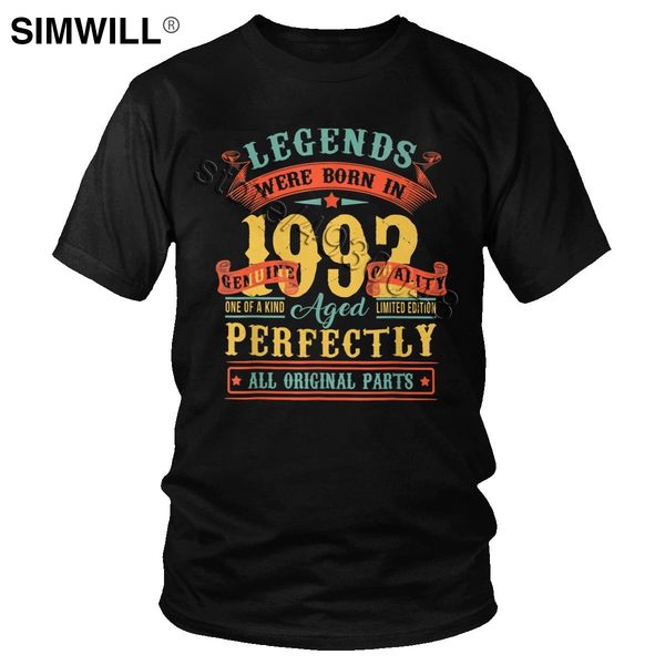 

male legends were born in 1992 t shirt cool birthday gift tee short sleeved cotton printed t-shirt regular fit merchandise