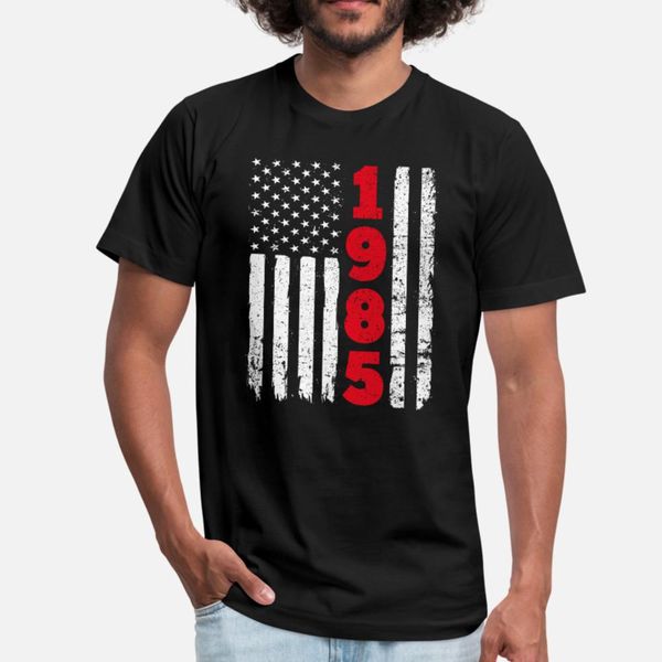 

usa 1985 flag t shirt men printing tee shirt crew neck male gift new style spring kawaii shirt, White;black