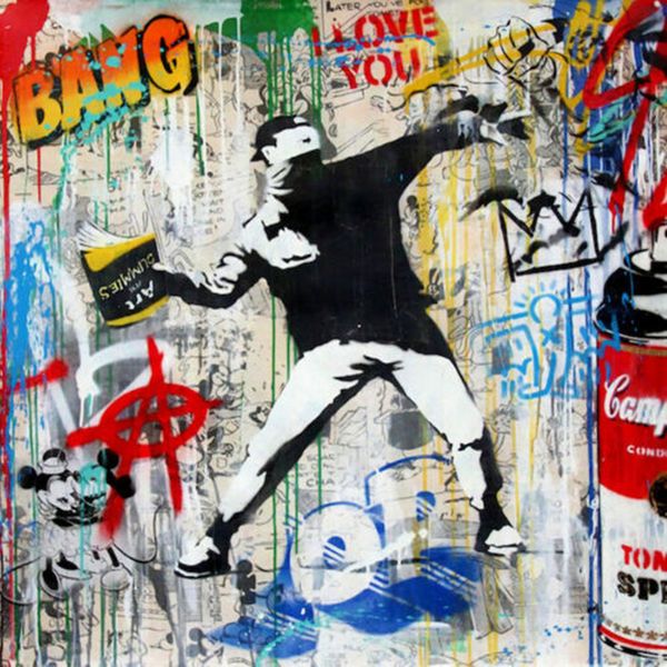 

mr brainwash banksy flower thrower 02 home decor handcrafts /hd print oil painting on canvas wall art canvas pictures 200808