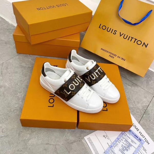 

original lÃ²uis velcro embroidered sneakers women 2020 new genuine leather white printing letter platform outdoor spots casual sneakers