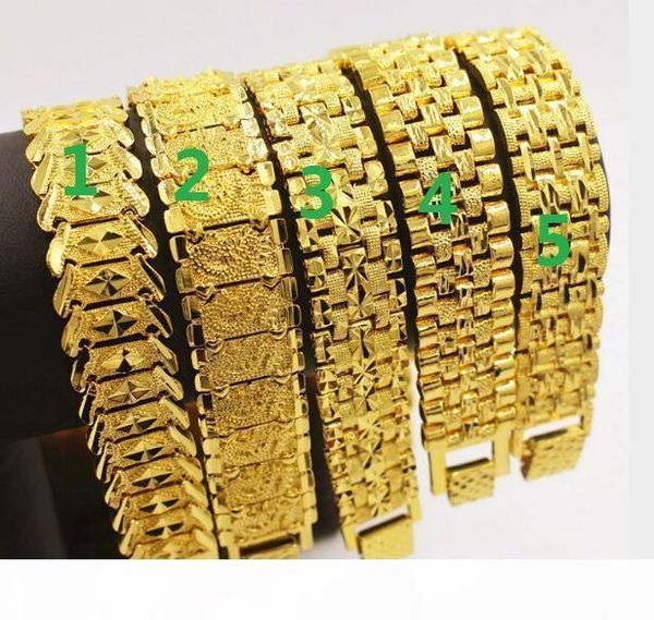 

5 выбора стиля wide издание 18k позолоченные европейский медь гальванической вьетнамские золотые браслеты для мужчин, женщин ссылки bracelet, Black
