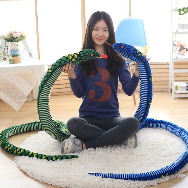 

popular cute big sizes python plush doll funny tease people snake toy doll accompany kid play