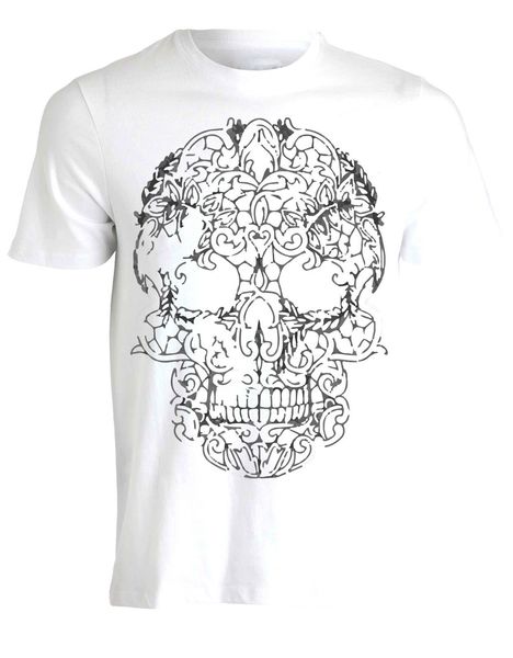 

novelty o-neck lace skull biker illustration print mens tee shirt ah42 base shirt