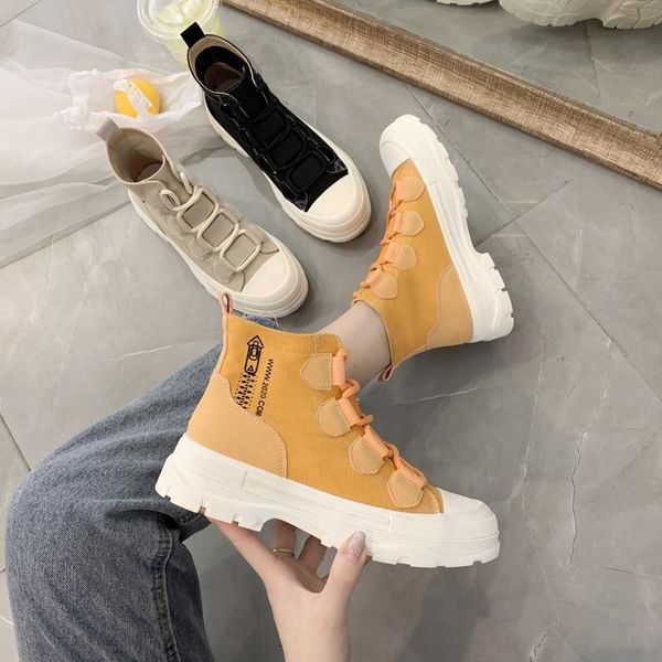 

martin boots canvas shoes thick black motion shoes high-female spring and autumn summer