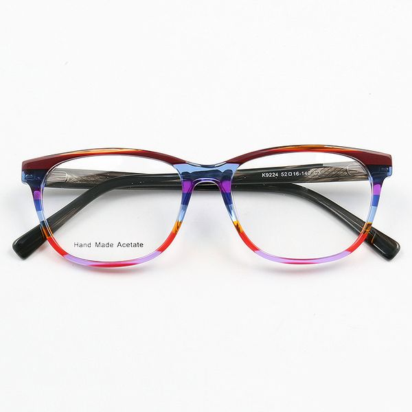

handmade acetate eyeglasses frame colorful round eyewear optical spectacles luxury women myopia glasses, Black