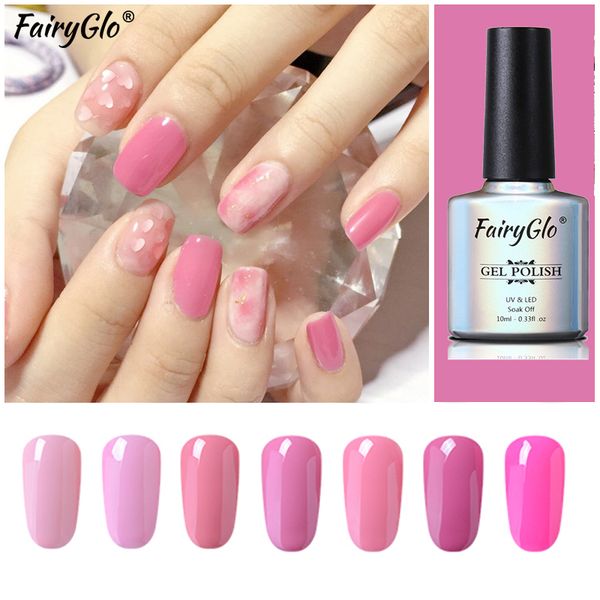 

nail gel fairyglo art lacquer 10ml pink color uv polish vernis semi permanent varnish manicure for gels, Red;pink