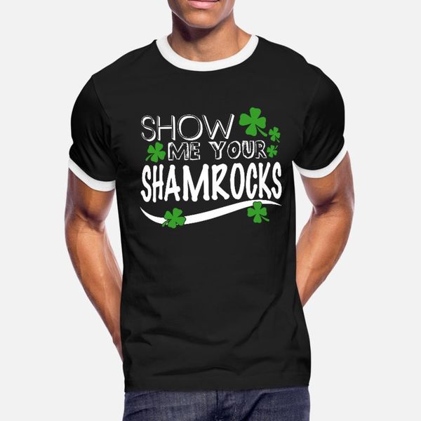 

show me your shamrocks t shirt men character cotton round neck kawaii fit funny casual spring autumn kawaii shirt