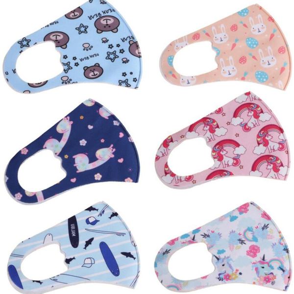 

kids cute ice silk protective printed masks dustproof breathable anti-haze repeatable washing customizable child cartoon masks in stock