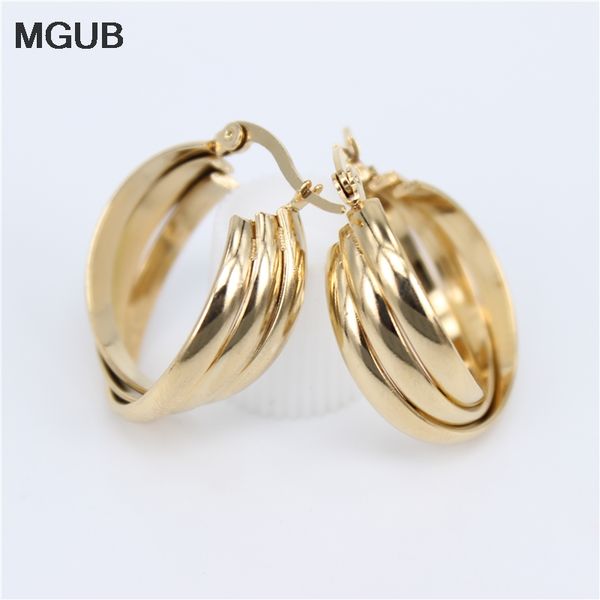 

stainless steel 20mm 25mm35mm european and american fashion size cute fashion smooth female hoop earrings 4color selection lh662, Golden;silver