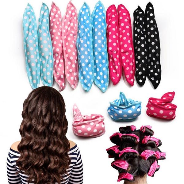 

10pcs/set twist sponge hair curler no heat soft sleep hair rollers set flexible magic styling tool 30#, Black