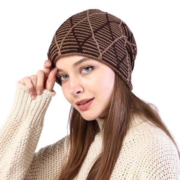 

women winter knitted hats beanie female cap warm lady messy casual hats stretch knitted crochet, Blue;gray