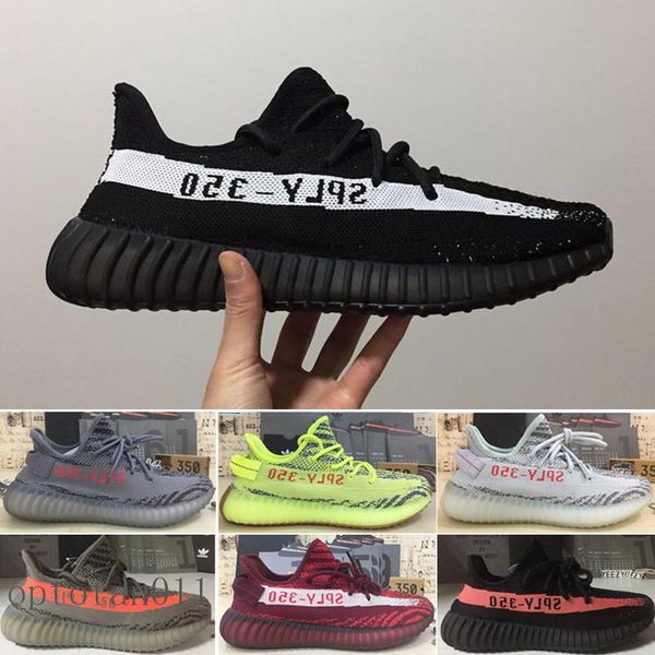 

2019 кроссовки v2 kanye west мужчины женщины zebra butter beluga 2,0 черный белый красный розовый дизайнер тренер спорт кроссовки размер 36
