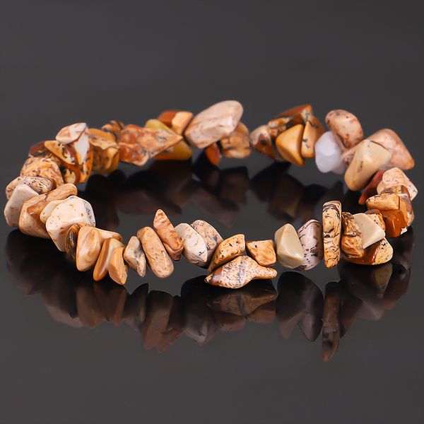 

charm bracelets handmade irregular natural gem stone bracelet stretch chip beads nuggets amazon rose crystal quartz bangles for women, Golden;silver