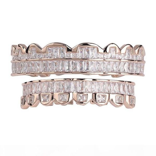 

cool hiphop teeth grillz ice out bling cubic zirconia fashion hip hop jewelry 18k gold plated mens vampire grills, Black