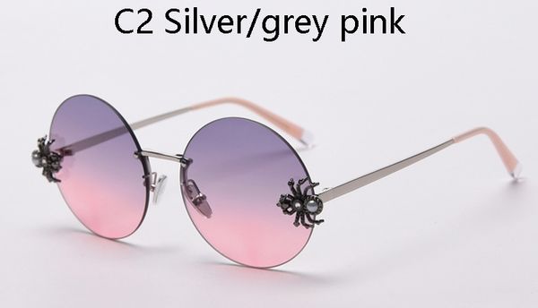 

2020 ladies retro rimless spider sunglasses with round fashion designer punk style gradient sunglasses uv women ins popular, White;black