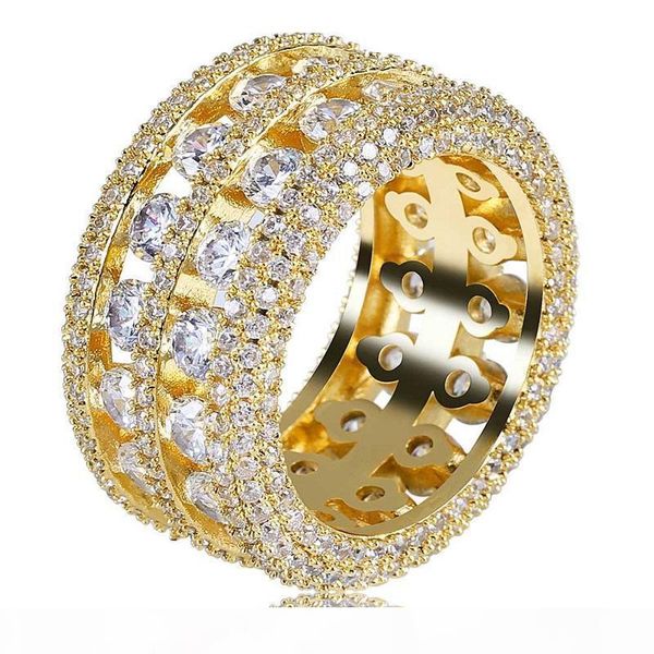 

mens hip hop iced out rings new fashion gold wedding ring jewelry simulation diamond ring, Silver