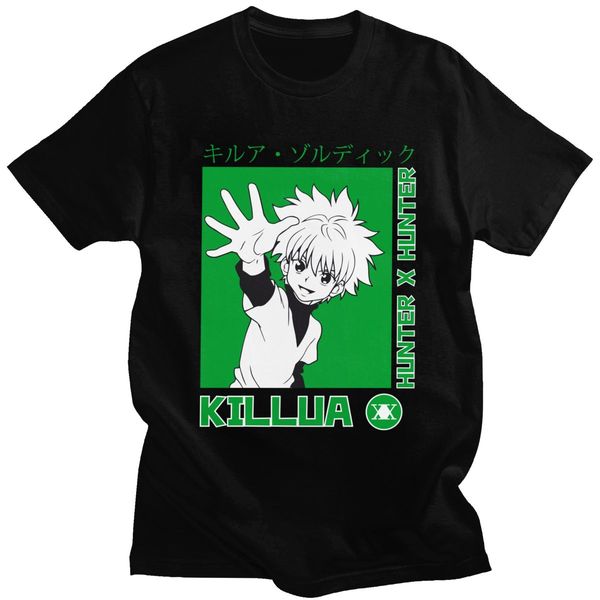 

hunter x hunter t shirt для мужчин мягкий хлопок случайные футболки с коротким рукавом hxh killua zoldyck tee топы дряблая fit одежды merch