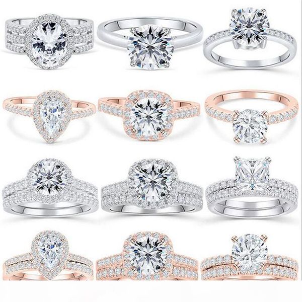 

33 style classical fashion jewelry 100% soild 925 sterling silver white z cz diamond gemstones women wedding ring never fade, Slivery;golden