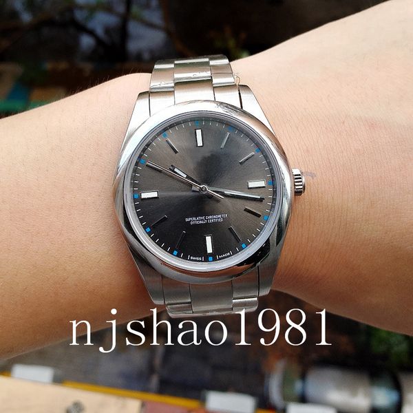 

men mens watch watches wristwatches perpetual new no date steel 2813 automatic mechanical movement, Slivery;brown