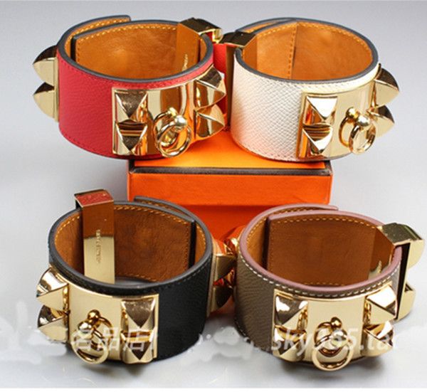 

fashion stainless steel jewelry rivet bracelet ornaments wholesale palm leather bracelet cross stripe star bangle h big bracelet, Black