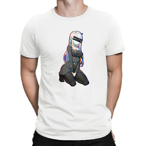 

zero two waifu material t-shirt lewd anime comic face and neko girls cosplay 2019 cotton casual brand tee shirt