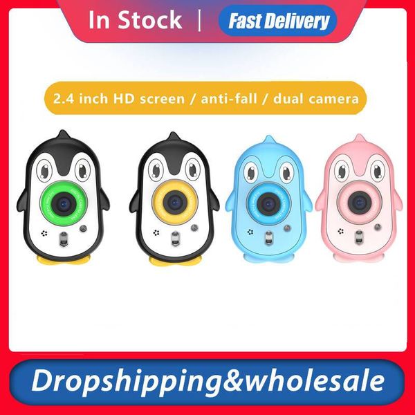 

penguin children camera digital camera kids cameras waterproof 4k video camcorder 2.4 inch screen for christmas gifts boy