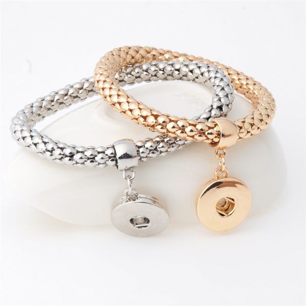 

snap jewelry interchangeable noosa chunks 18mm metal elastic ginger snap charm statement bracelets silver gold snap button bracelet jewelry, Golden;silver