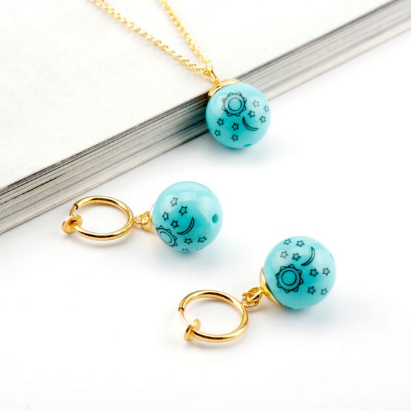 

cosplay the seven deadly sins necklaces elizabeth liones blue sun moon stars pendant necklaces for women girls jewelry, Silver