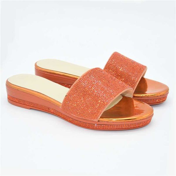 

new ladies shoes summer slippers good quality 2020 special arrivals wedding orange color nigeriain shoe, Black