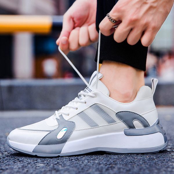 

new men casual shoes trend mesh shoes men fashion sneakers breathable vulcanize walking jogging, Black