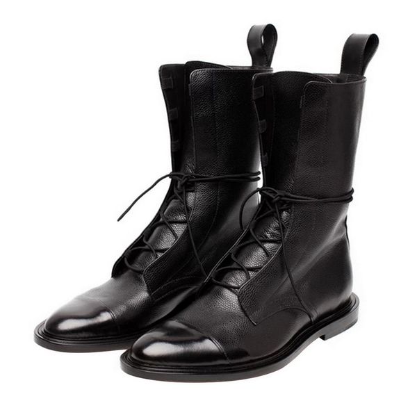 

2020 boots women platform boots winter shoes leather western cowboy for women pointed toe motorcycle, Black