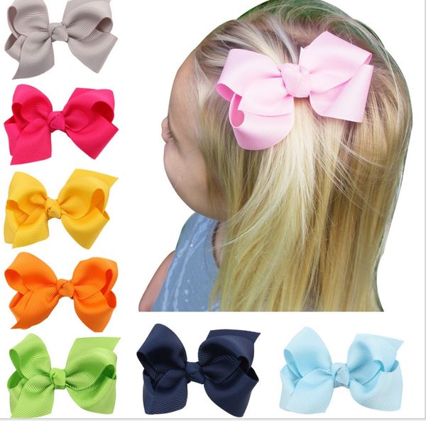 

50 pcs korean 3 inch grosgrain ribbon hairbows baby girl accessories with clip boutique hair bows hairpins hair ties, Black;brown