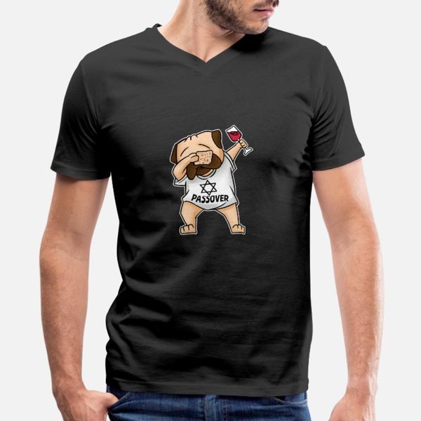 

dabbing pug with wine, funny matzah passover t shirt men design short sleeve o-neck letters graphic fashion spring trend shirt