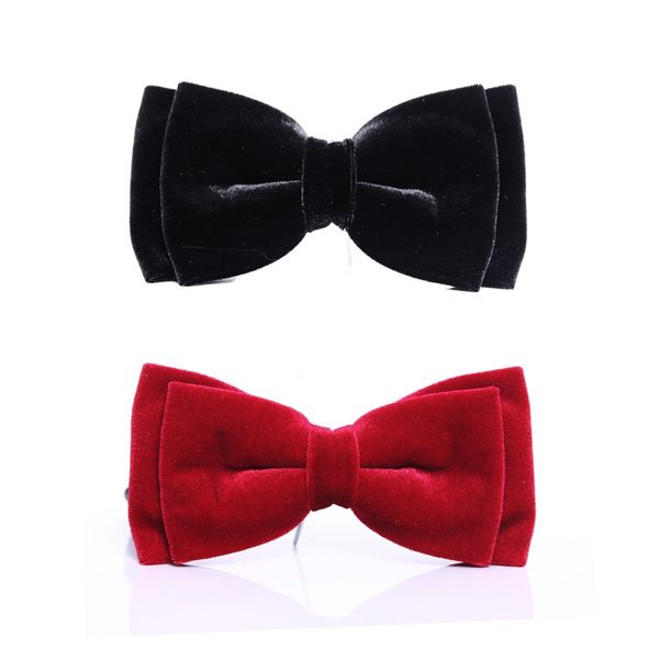

2020 new arrivals velvet bow ties for men fashion smooth butterfly solid red maroon bowties designers brand bow tie, Black;gray