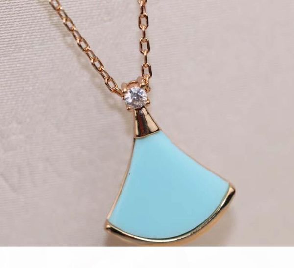 

s925 silver blue pendant necklace and bracelet with fan shape blue stone for women wedding gift no fade ps7041