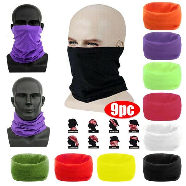 

multiuse outdoor scarf tube magic outdoor bandana snood headwear 9pc multi-function dust-proof wristband hairband foulard, Blue;gray