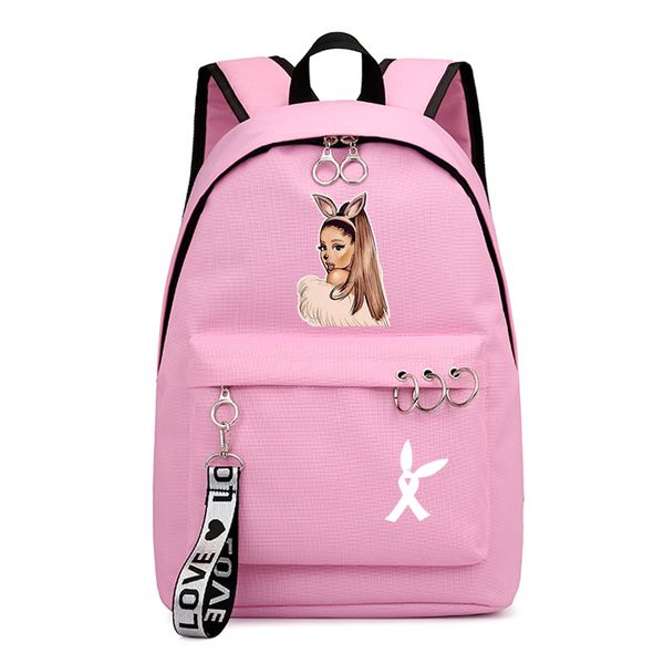 

leather luggage tagarianagrande ariana grande printed pattern academic style backpack girls ribbon bag purse hook