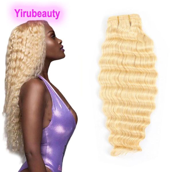 

yirubeauty brazilian 100% human hair 100g arround 1 piece blonde deep wave loose wave 613# kinky curly double wefts one bundle, Black
