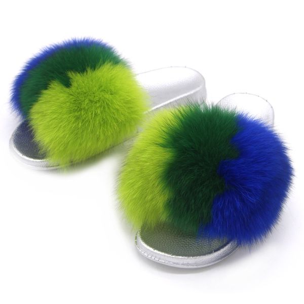 

cute fluffy furry slippers for women multicolor fuzzy real fur slides ladies furry slides sliders home shoes female slippers, Black